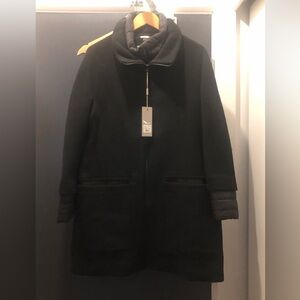 Soia & Kyo Black Pea Coat with Quilted Collar